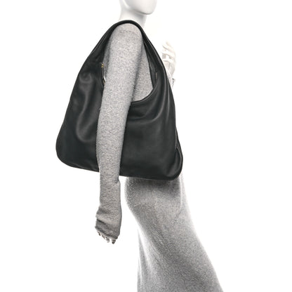 The Row Grained Calfskin Medium Everyday Shoulder Bag Black 2 of 9