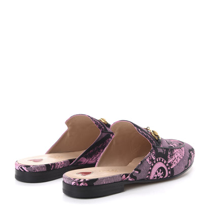 Gucci Silk Satin Saint Romain Womens Princetown Slippers 36.5 Pink Black 4 of 10
