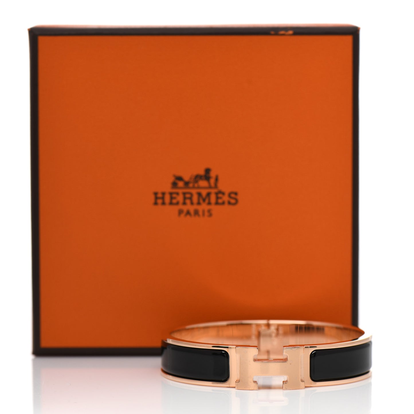 Enamel Narrow Clic Clac H Bracelet PM Black
