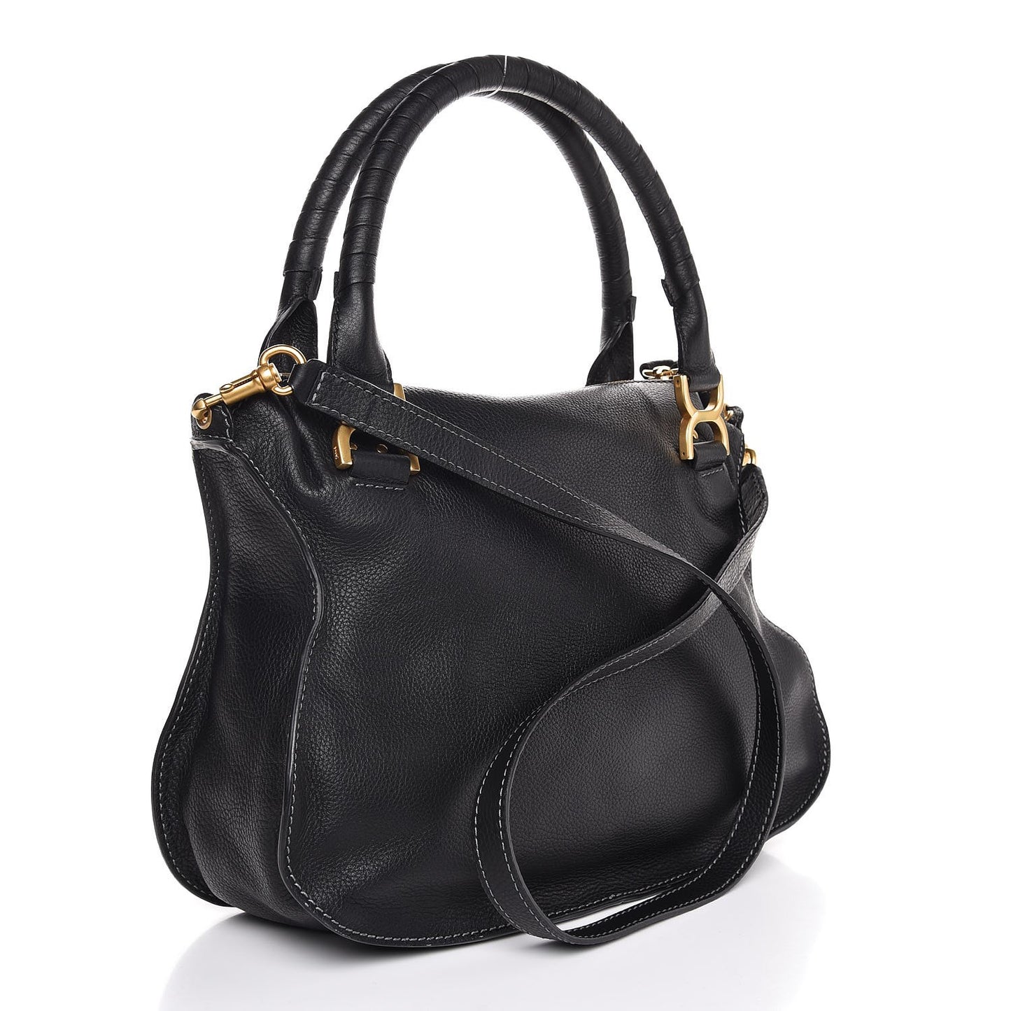 Calfskin Medium Marcie Satchel Black