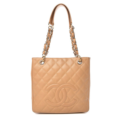 Chanel Caviar Quilted Petit Shopping Tote PST Dark Beige 1 of 17