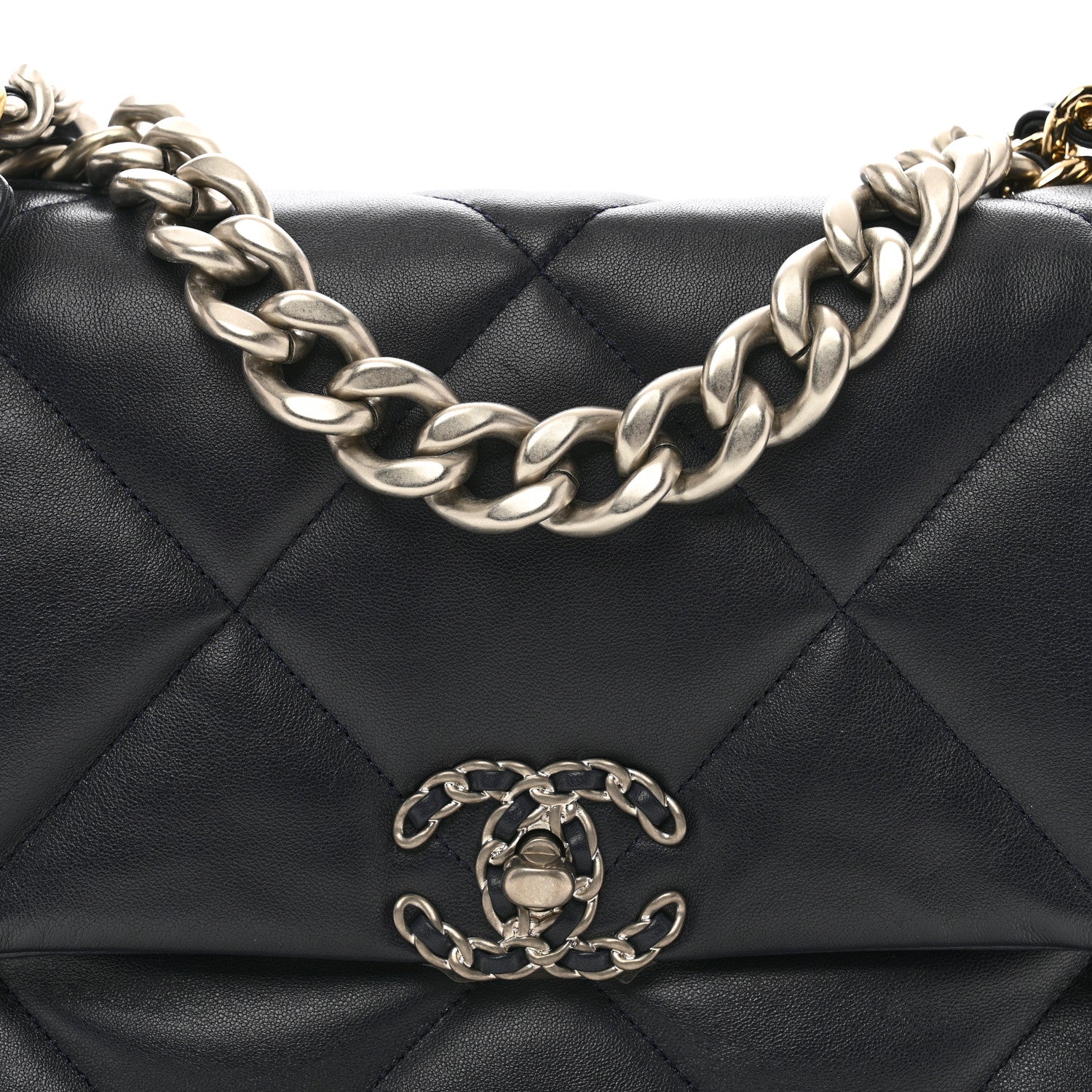 Chanel Lambskin Quilted Large Chanel 19 Flap Navy Blue 5 of 10
