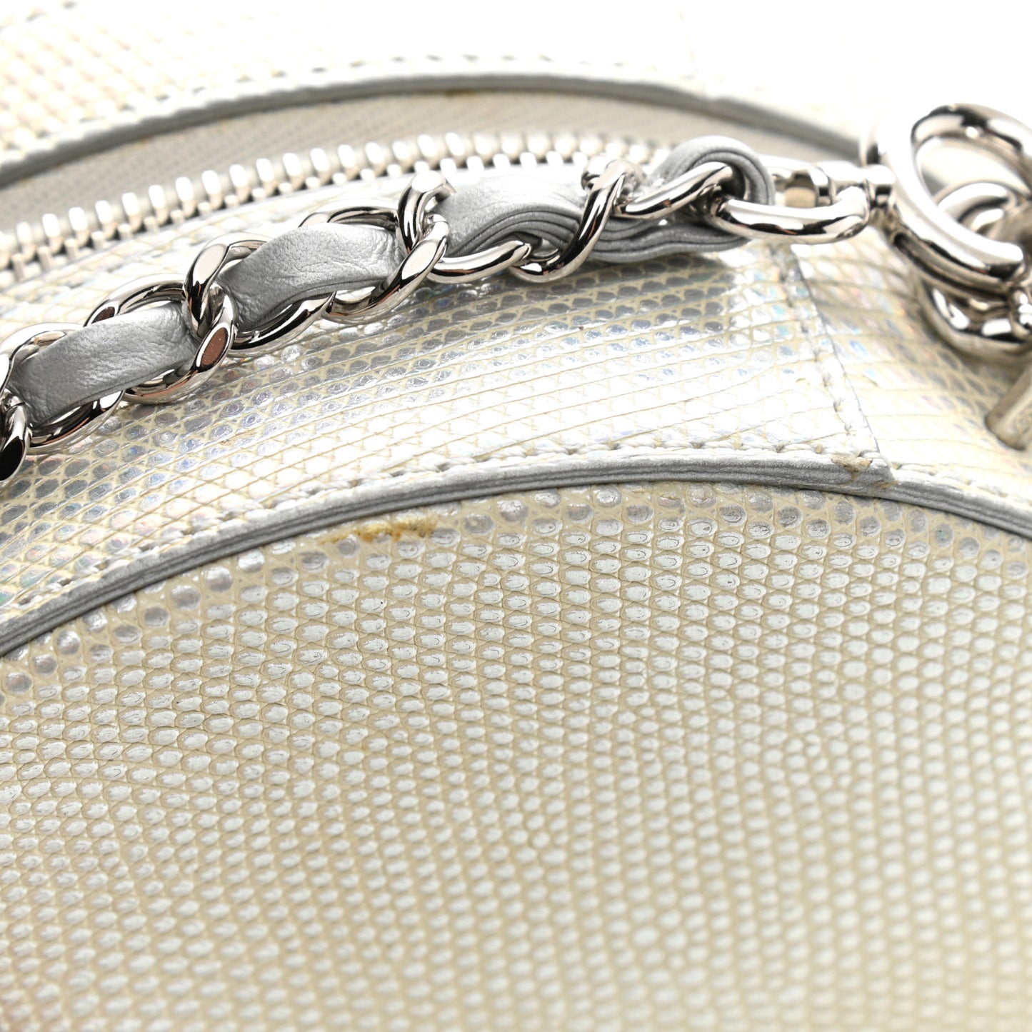Metallic Lizard Round As Earth Evening Bag Silver