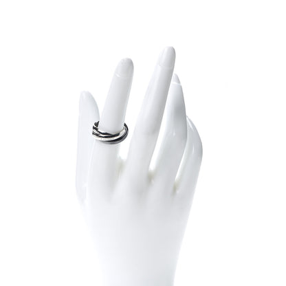 Cartier 18K White Gold Black Ceramic Trinity Ring 54 6.75 2 of 6