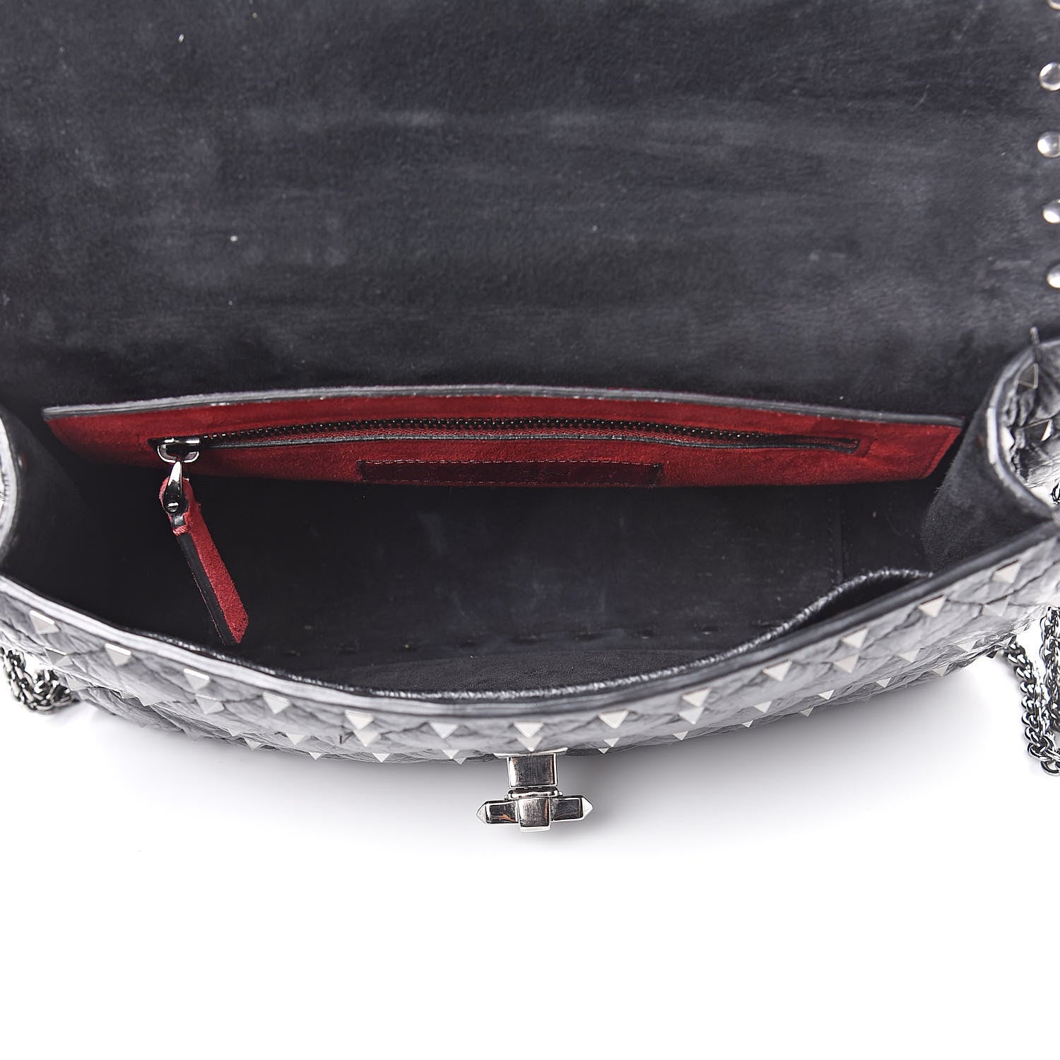Valentino Garavani Craquele Nappa Medium Rockstud Spike Shoulder Bag Black 5 of 10