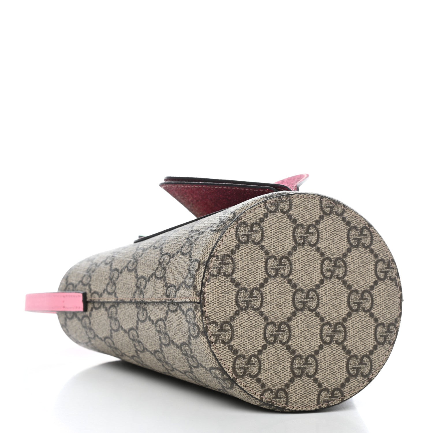 Gucci GG Supreme Monogram 3-D Strawberry Childrens Bucket Tote Beige Ebony Lotus Pink Fuxia Emerald 4 of 11