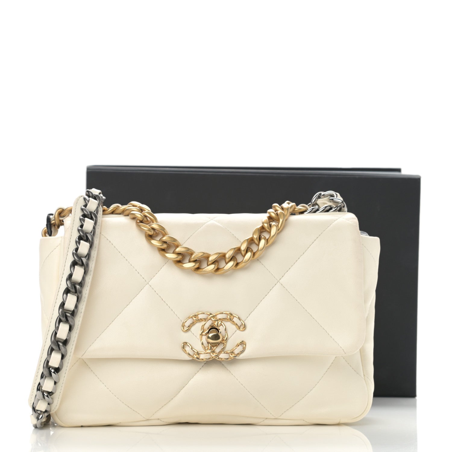 Chanel Lambskin Quilted Medium Chanel 19 Flap White 12 of 12