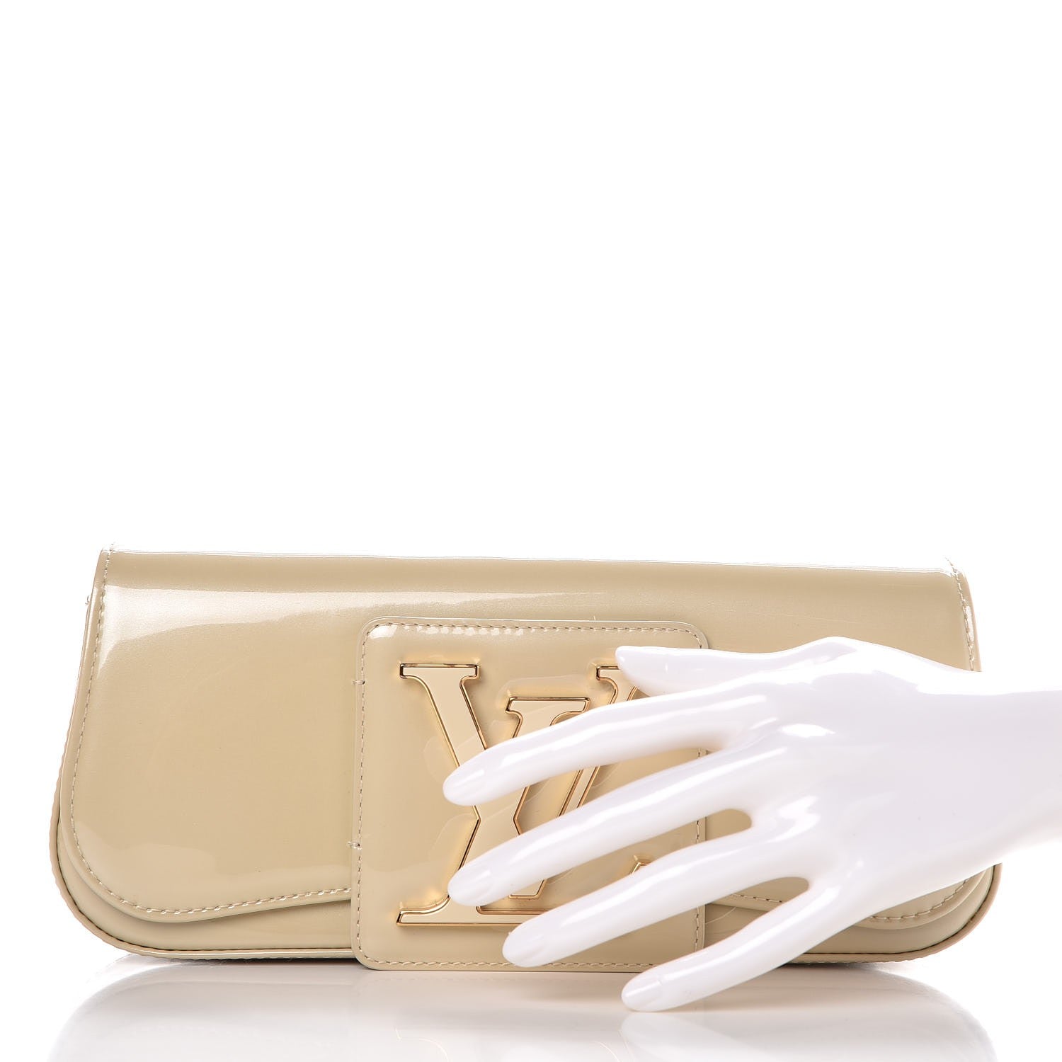 Louis Vuitton Patent Sobe Clutch Blanc Corail 2 of 7