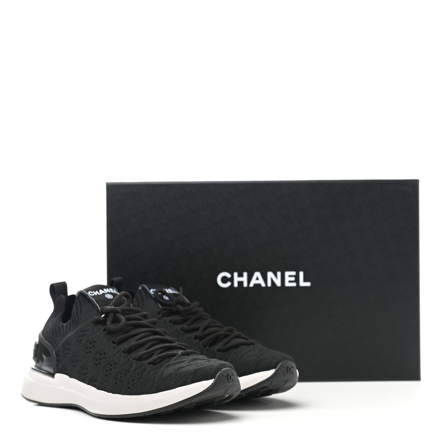 Fabric Logo Sneakers 38.5 Black