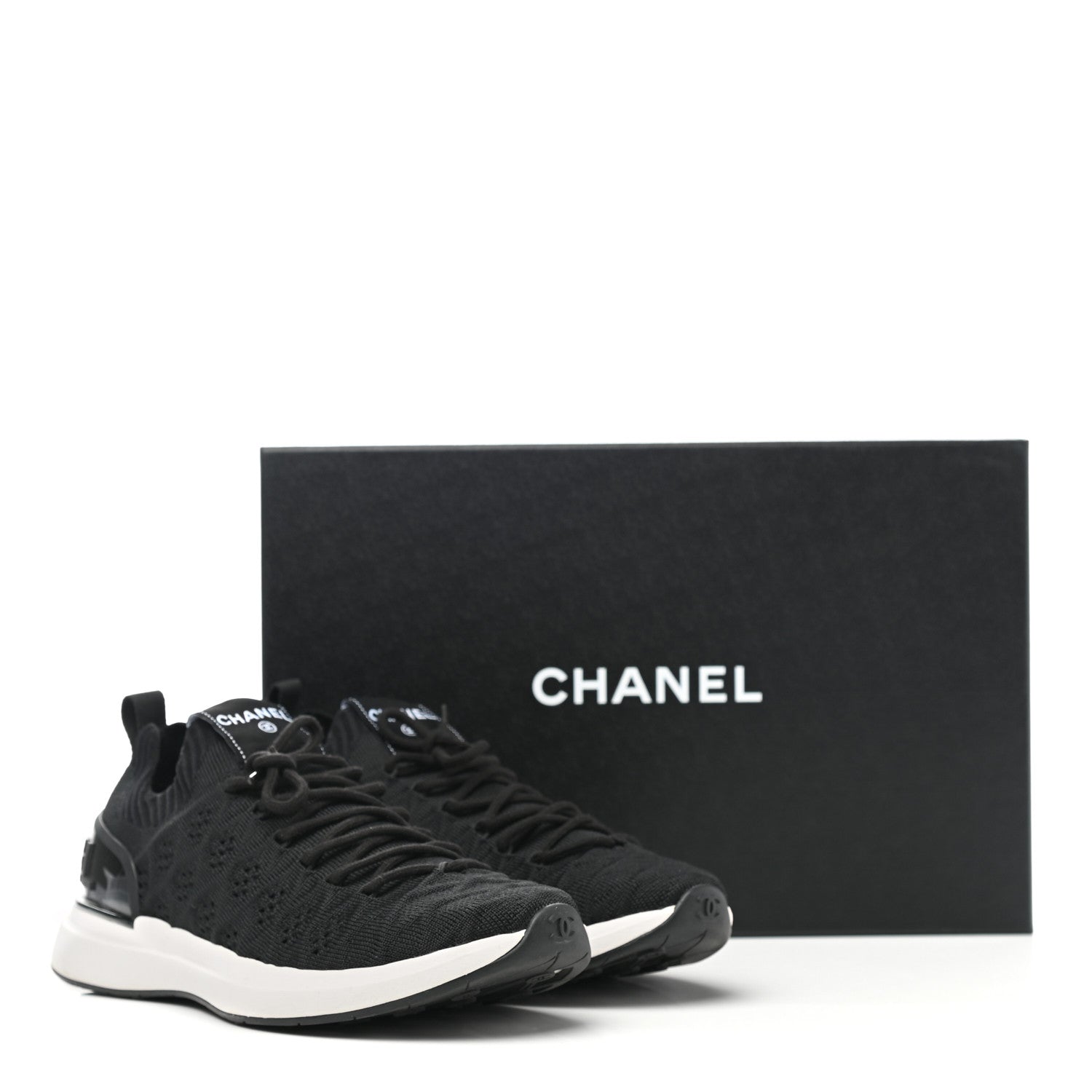 Chanel Fabric Logo Sneakers 38.5 Black 8 of 8