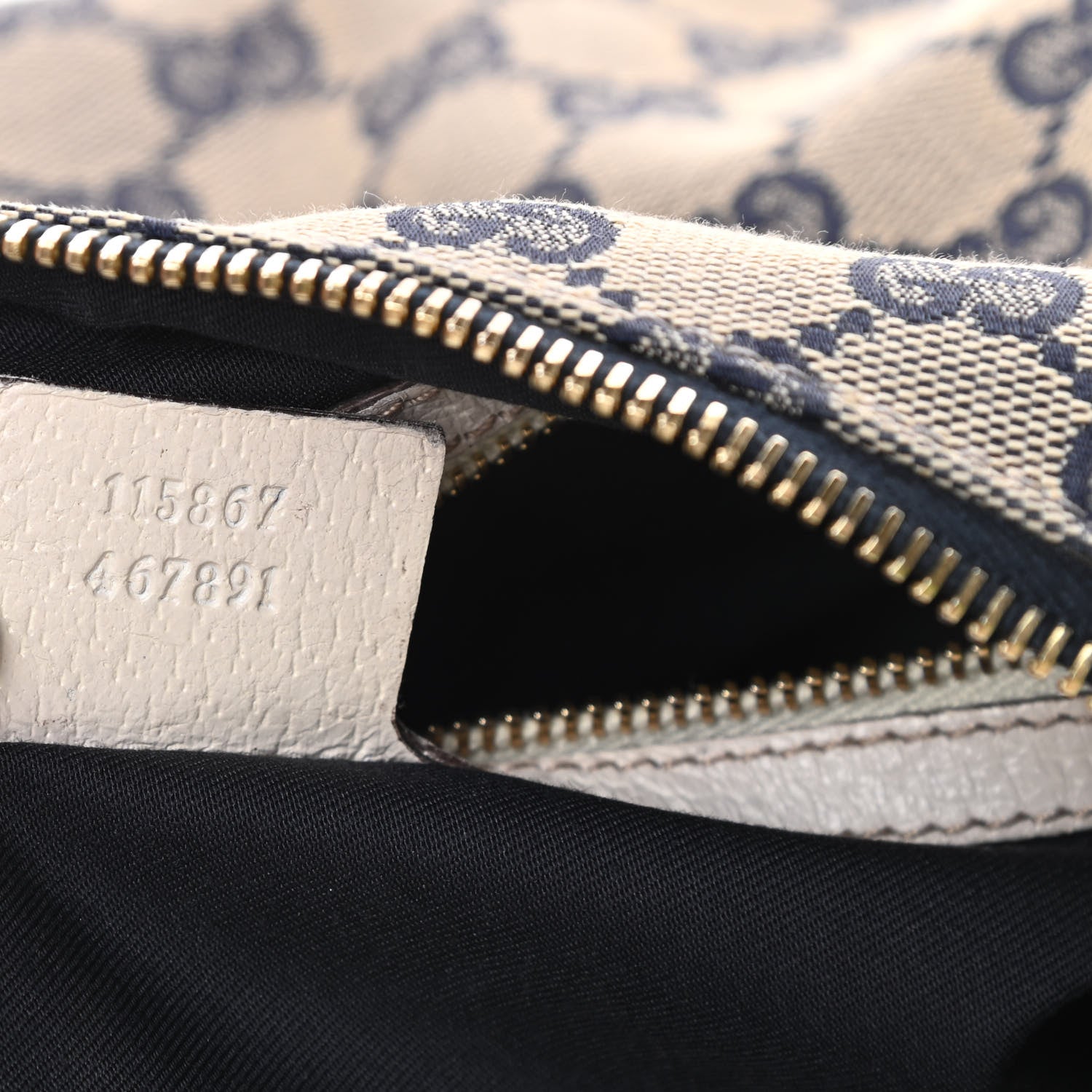 Gucci Monogram Medium Horsebit Chain Hobo Navy 7 of 11