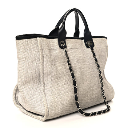 Chanel Woven Straw Raffia Medium Deauville Tote Grey 3 of 12
