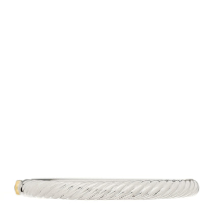 David Yurman Sterling Silver 18K Yellow Gold Blue Topaz Diamond 7mm Renaissance Bangle Bracelet 2 of 4
