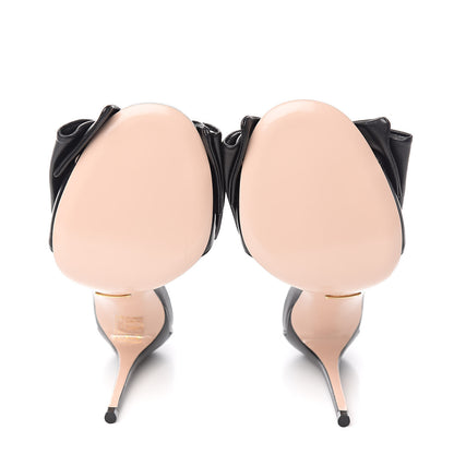 Gucci Nappa Ilse Pleated Bow Sandals 37 Black 5 of 9