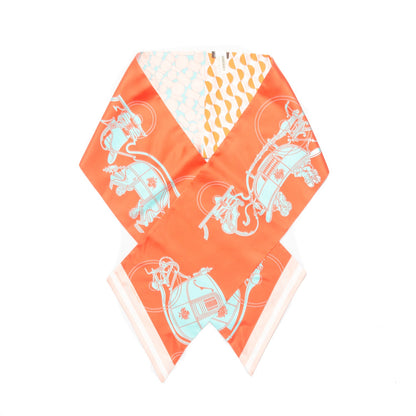 Hermes Silk Ex-Libris en Cravates Maxi Twilly Capucine Turquoise Saumon 1 of 11