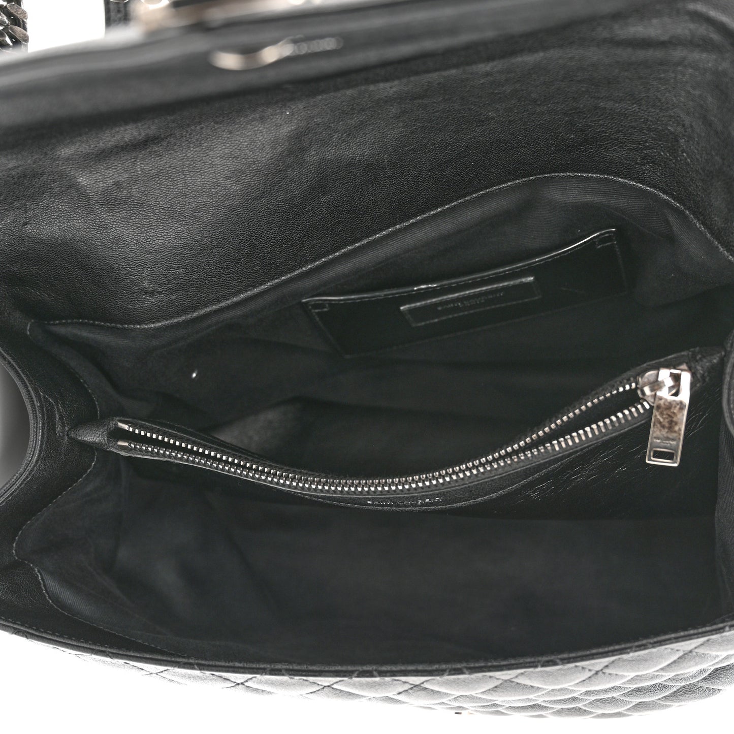 Sheepskin Tri-quilt Monogram Large College Satchel Black