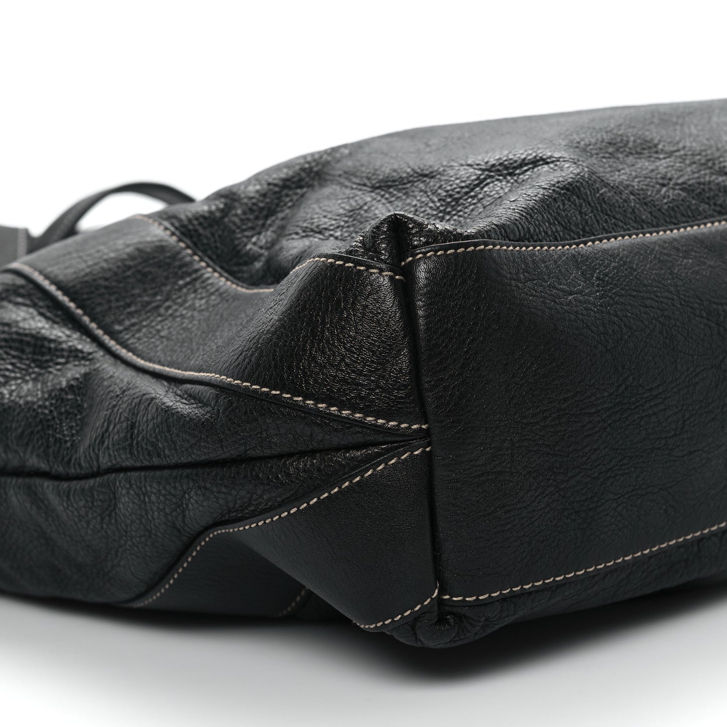 Leather Large Tote Unisex Black