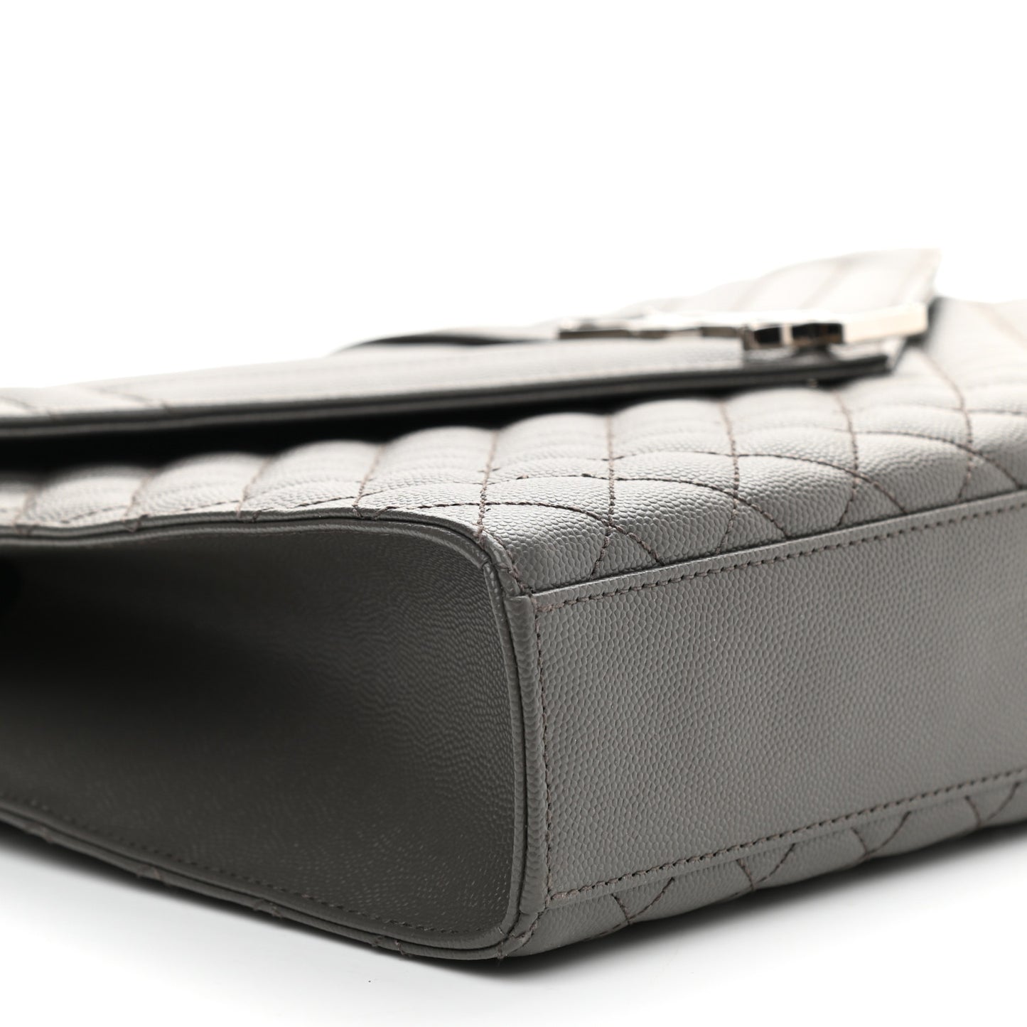 Grain De Poudre Textured Mixed Matelasse Large Triquilt Monogram Satchel Earth