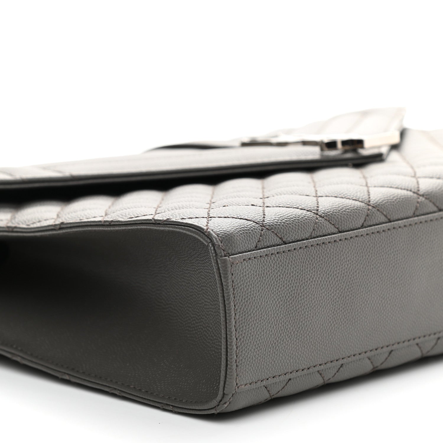 Saint Laurent Grain De Poudre Textured Mixed Matelasse Large Triquilt Monogram Satchel Earth 8 of 9