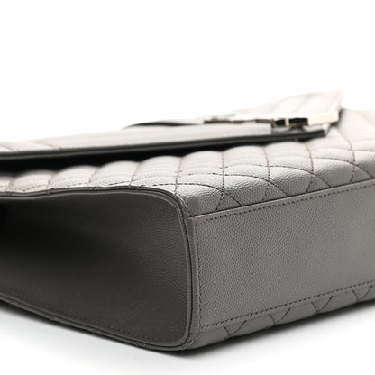Saint Laurent Grain De Poudre Textured Mixed Matelasse Large Triquilt Monogram Satchel Earth 8 of 9
