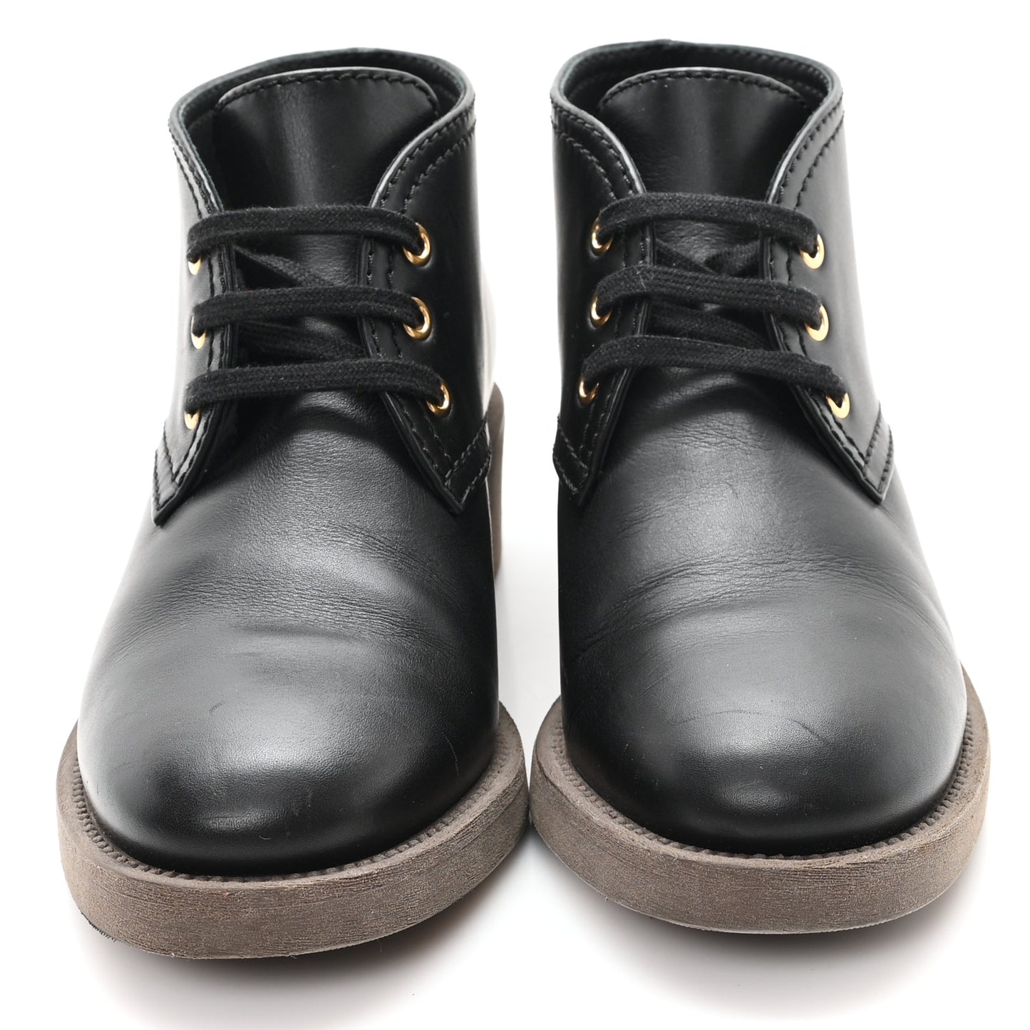 Calfskin Lace Up CC Boots 38 Black