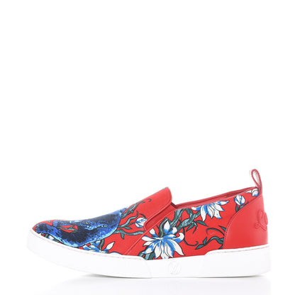 Louis Vuitton Canvas Printed Match-Up Slip On Sneakers 6.5 Red 1 of 11