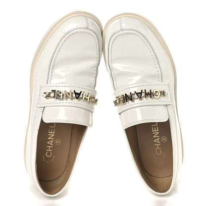 Chanel Shiny Calfskin Logo Loafers 41 White 2 of 9