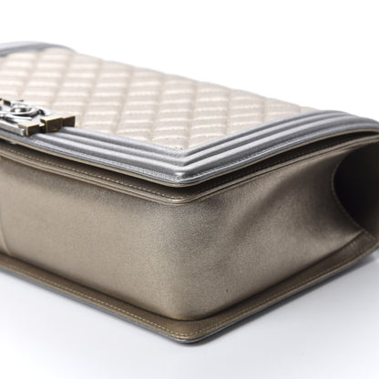 Chanel Metallic Calfskin Quilted New Medium Boy Flap Khaki 7 of 10