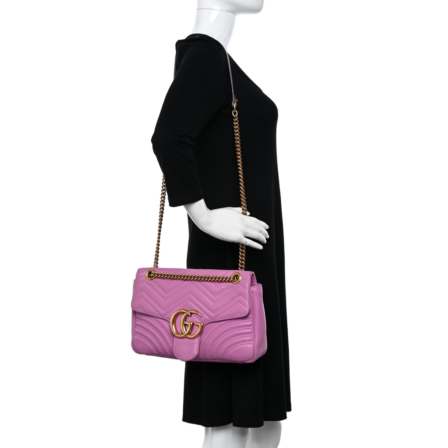 Calfskin Matelasse Medium GG Marmont Shoulder Bag Candy Mousse