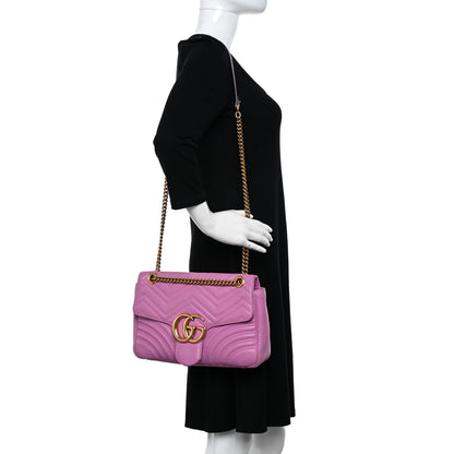 Gucci Calfskin Matelasse Medium GG Marmont Shoulder Bag Candy Mousse 2 of 20