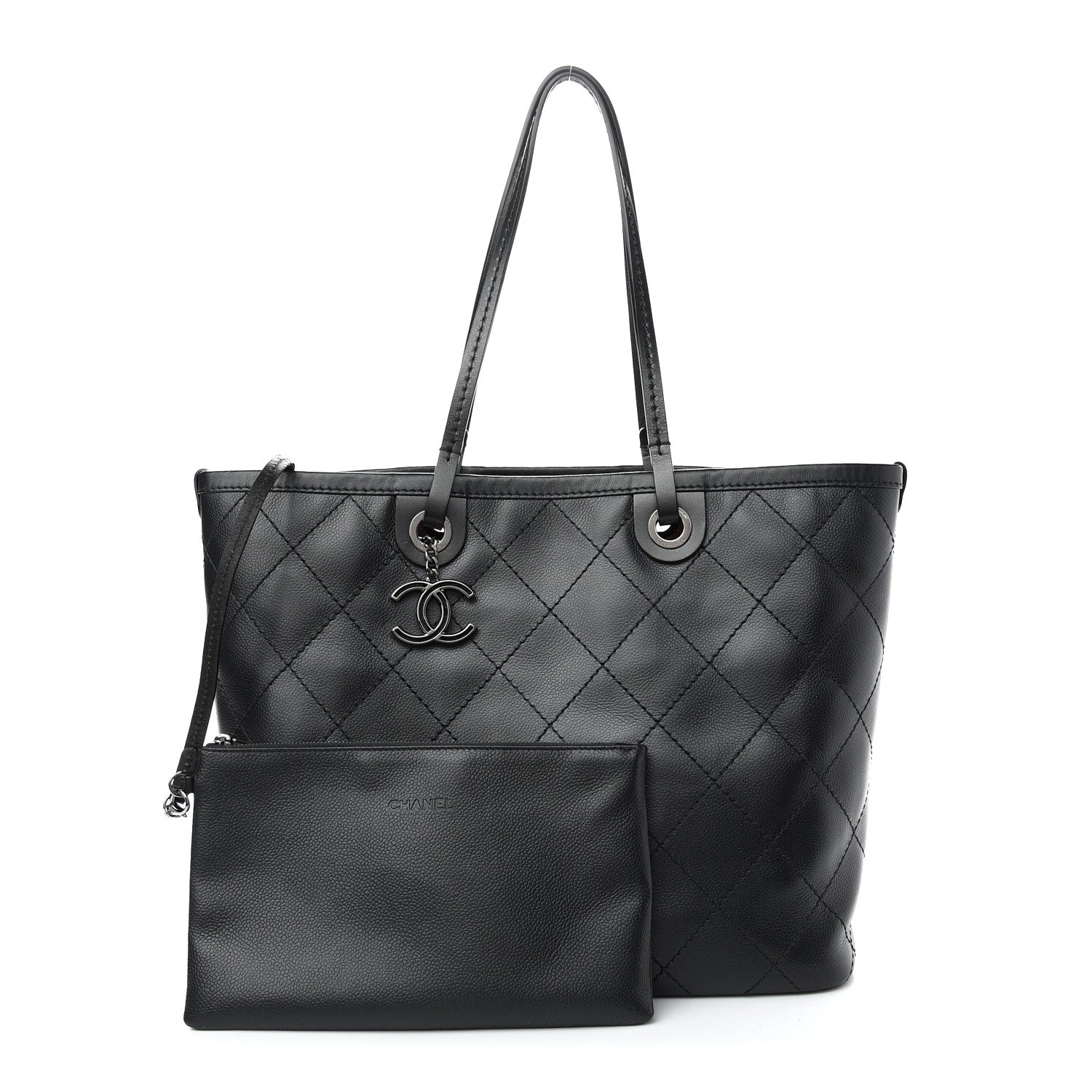 Chanel Grained Calfskin Shopping Fever Tote Black 1 of 10
