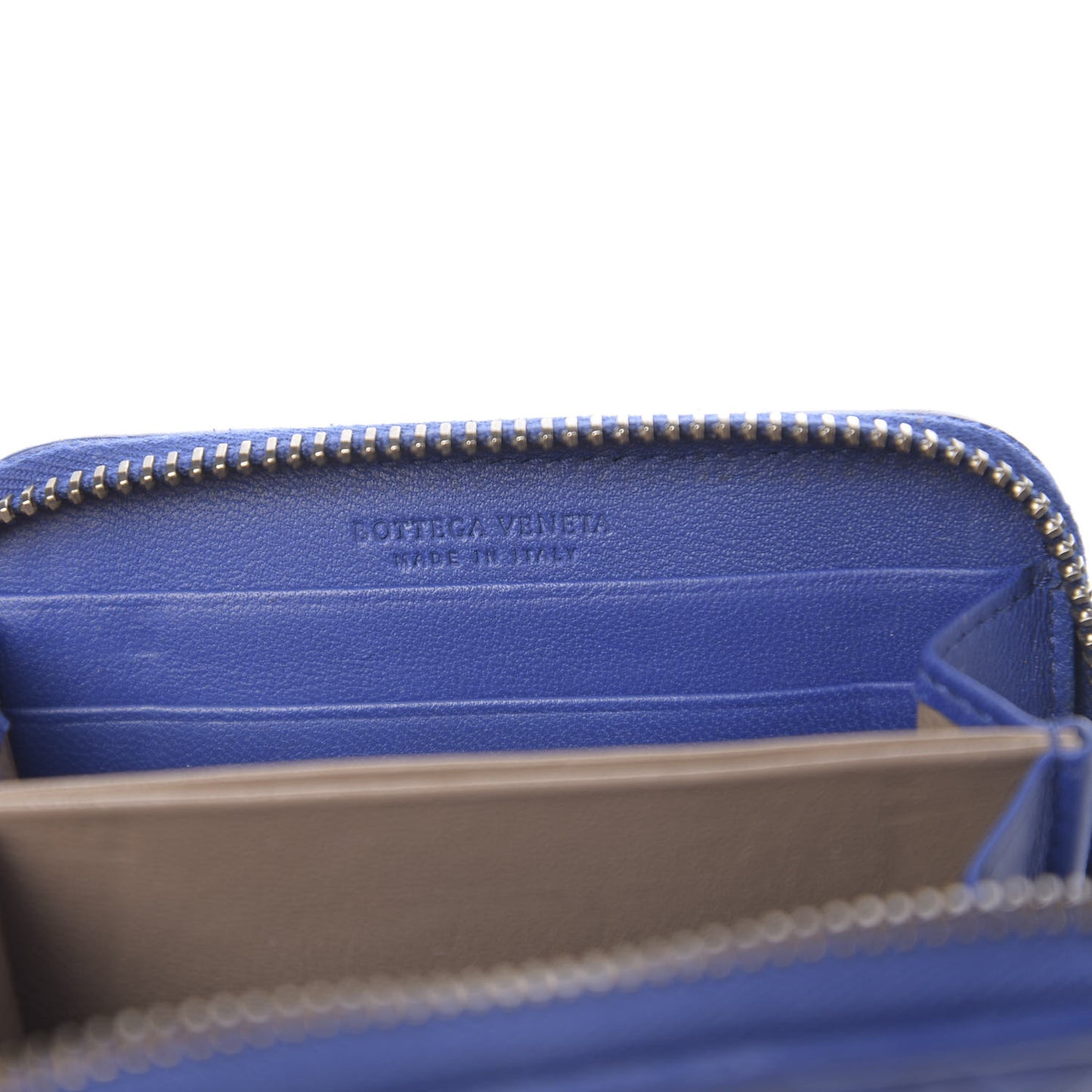 Nappa Intrecciato Zip Around Coin Purse Cobalt