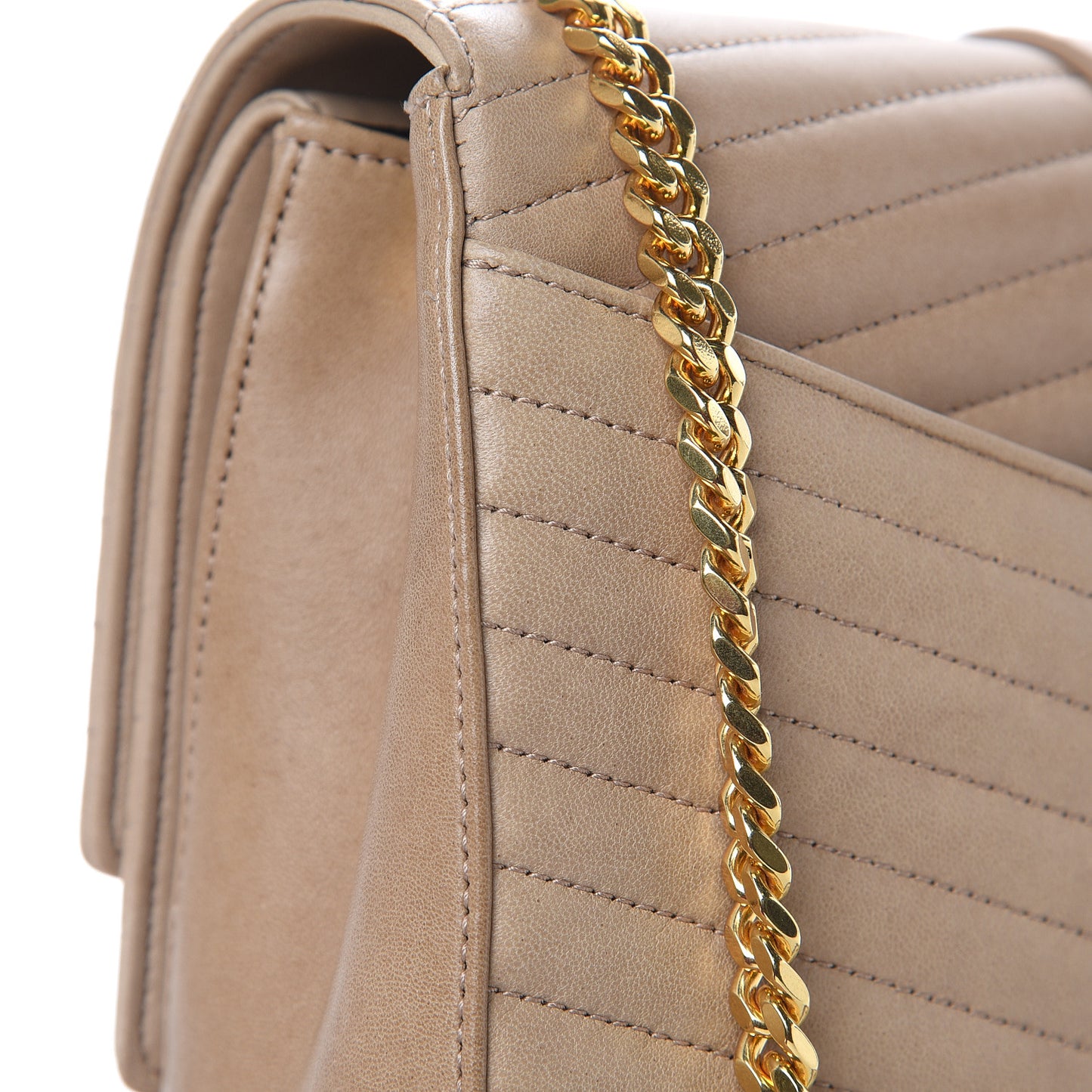 Lambskin Matelasse Chevron Monogram Medium Sulpice Bag Beige