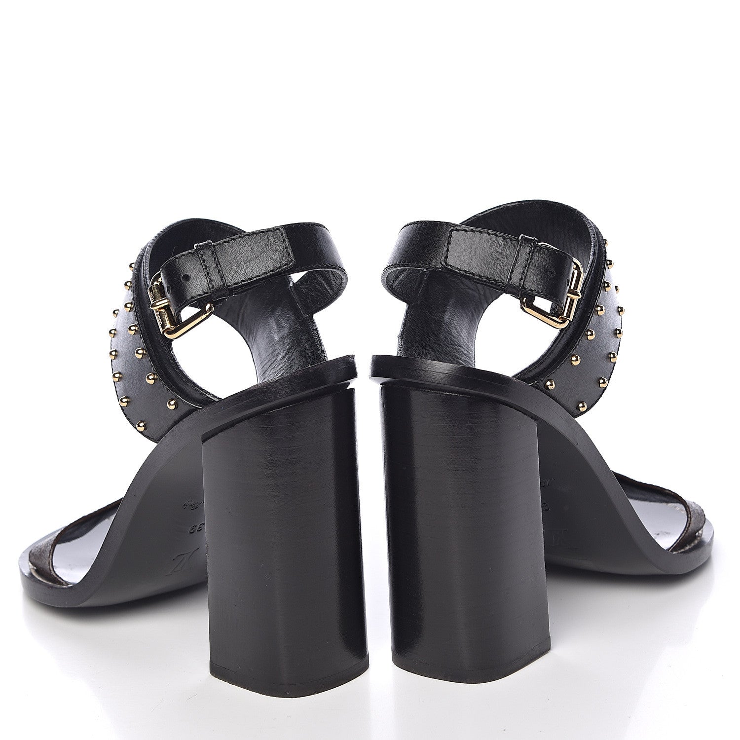Louis Vuitton Calfskin Monogram Nomad Heeled Sandals 39 Black 6 of 16