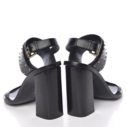 Louis Vuitton Calfskin Monogram Nomad Heeled Sandals 39 Black 6 of 16