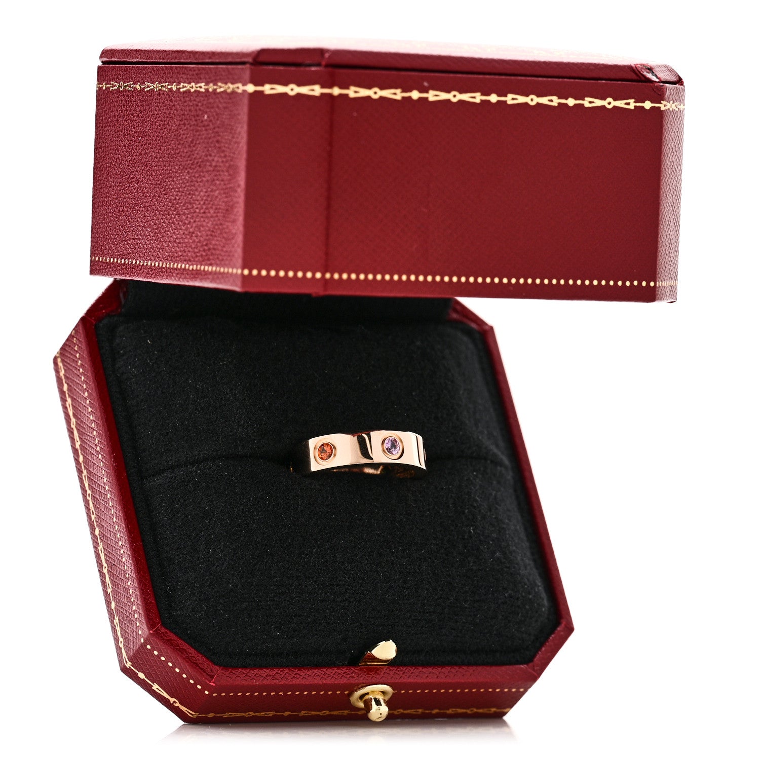 Cartier 18K Pink Gold Sapphire Garnet Amethyst 5.5mm LOVE Ring 53 6.5 5 of 5