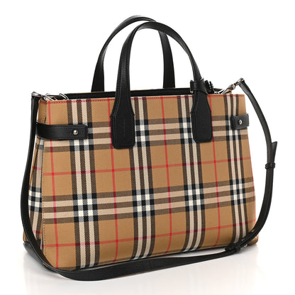 Burberry Goatskin Vintage Check Medium Banner Tote Black 3 of 8