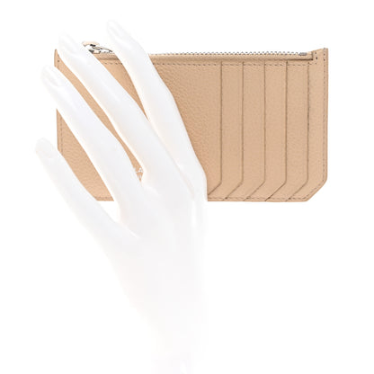 Saint Laurent Grained Calfskin 5 Fragments Zip Pouch Card Holder Nude Powder 2 of 10