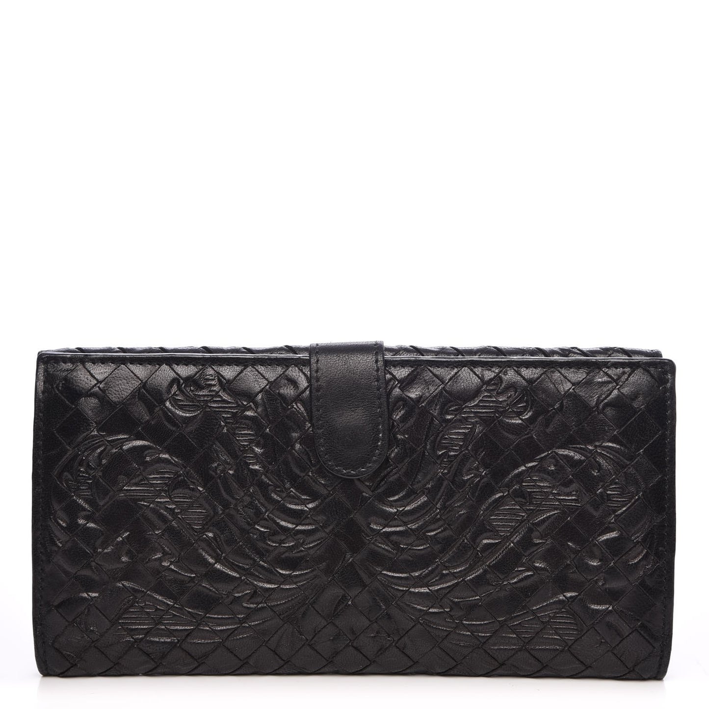 Nappa Intrecciato Embossed Continental Wallet Black