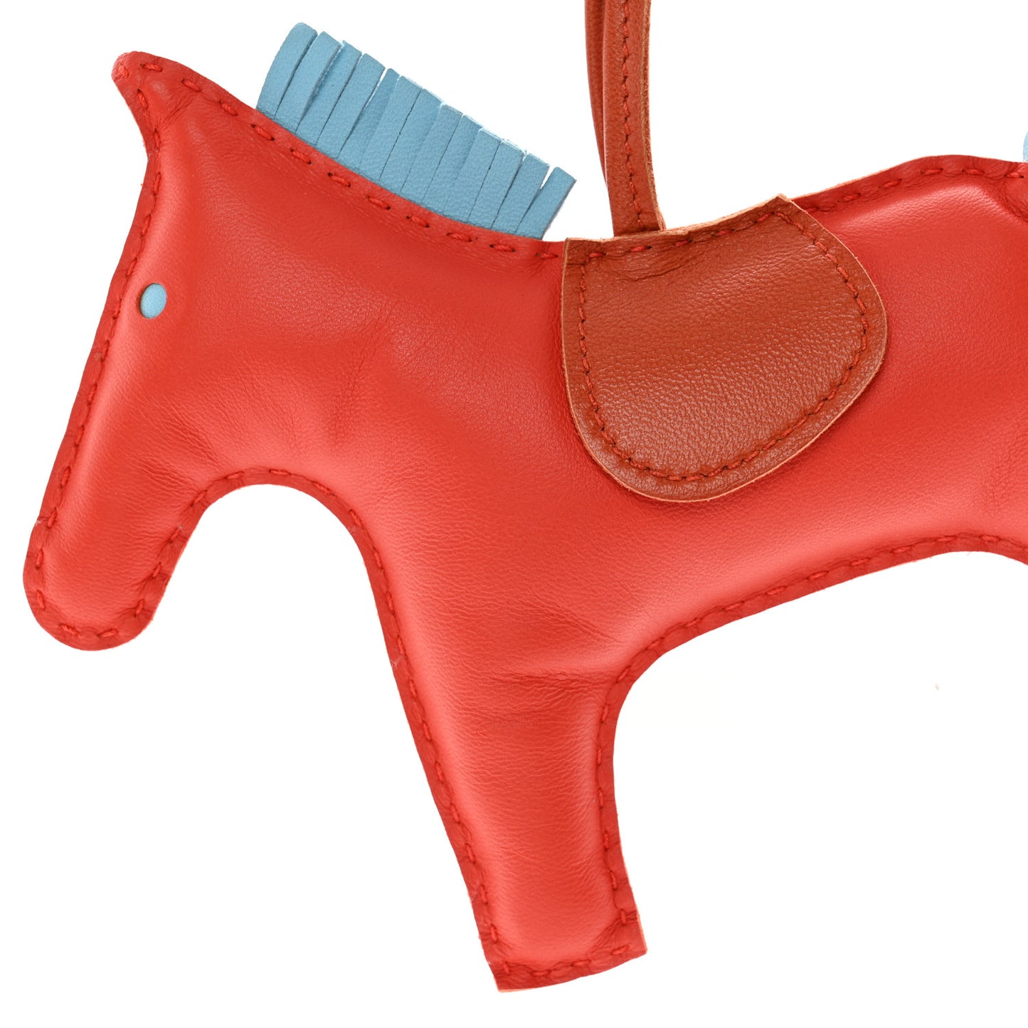 Milo Lambskin Grigri Rodeo Horse Bag Charm GM Capucine Celeste Cornaline