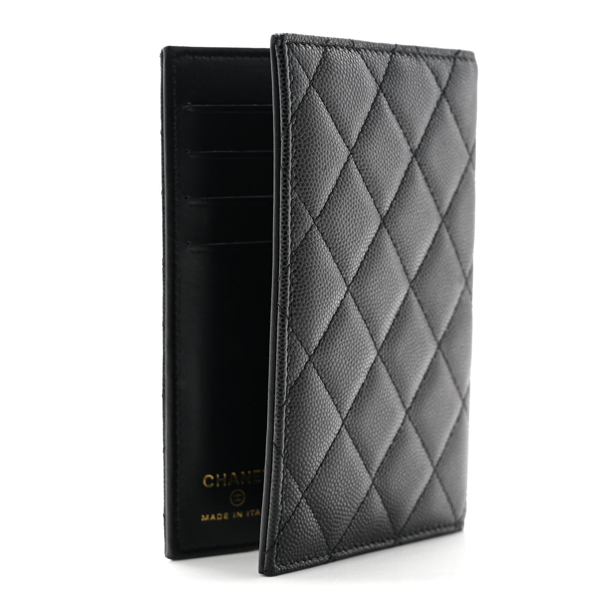 Chanel Caviar Quilted Crystal CC Passport Holder Black 3 of 7