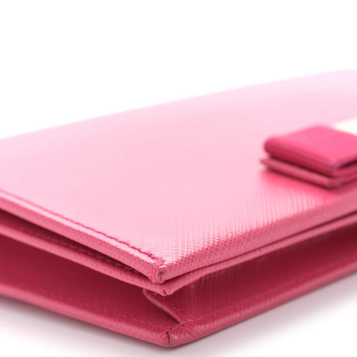 Salvatore Ferragamo Hammered Calfskin Vara Bow Chain Wallet Pink 10 of 11