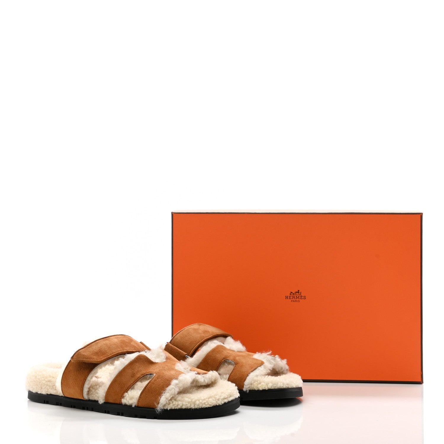 Hermes Suede Goatskin Woolskin Womens Chypre Sandals 36.5 Naturel Ecru 8 of 8