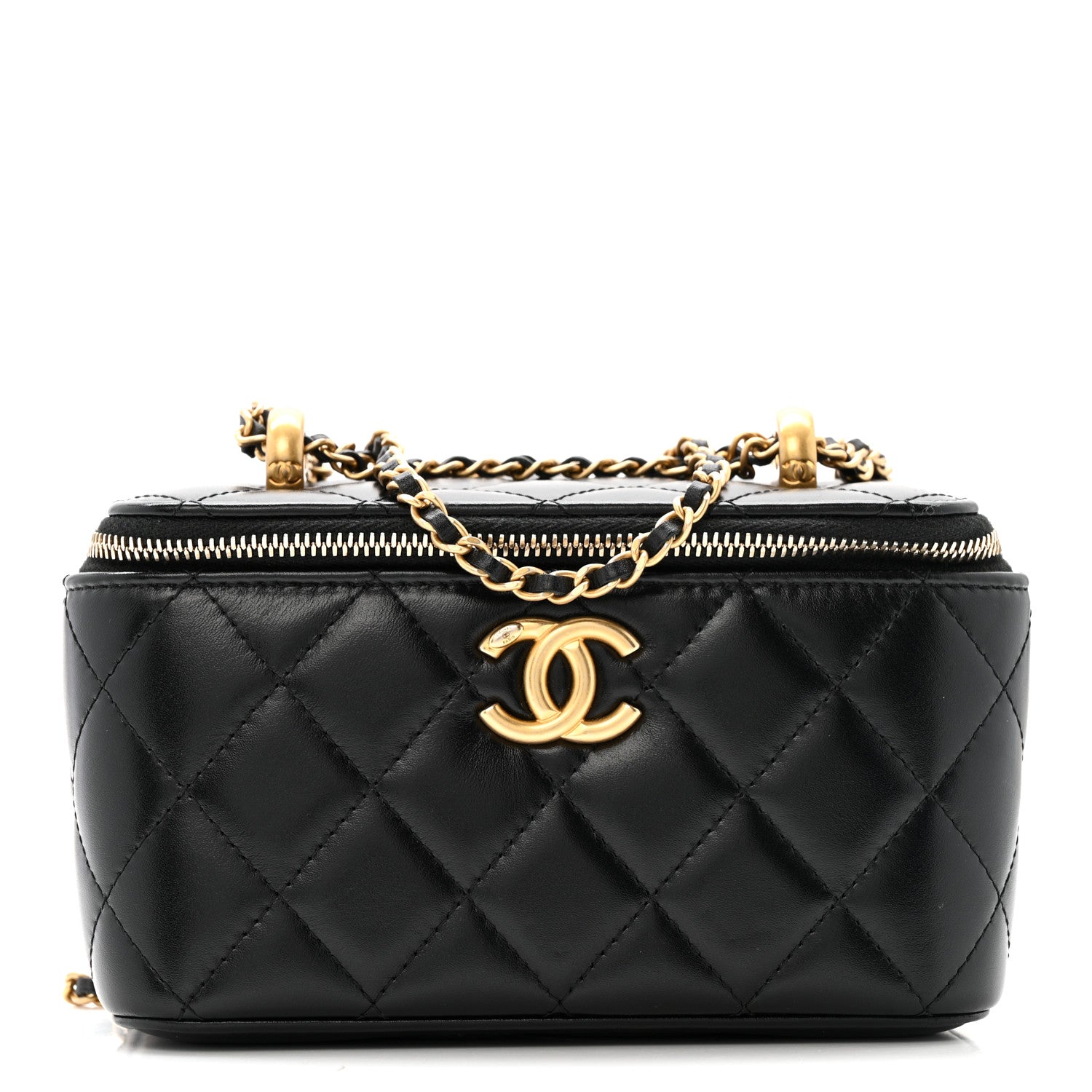 Chanel Calfskin Quilted Perfect Fit Vanity Case With Chain Black 1 of 13
