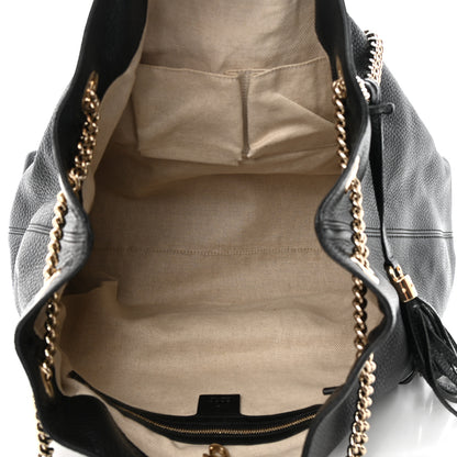 Gucci Pebbled Calfskin Large Soho Chain Shoulder Bag Black 5 of 14