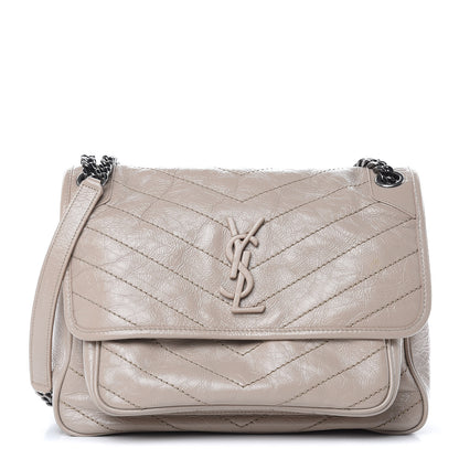 Saint Laurent Crinkled Calfskin Matelasse Monogram Medium Niki Chain Satchel Light Natural 1 of 9