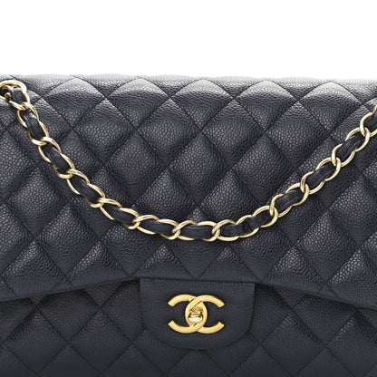 Chanel Caviar Quilted Jumbo Double Flap Navy Blue 8 of 12