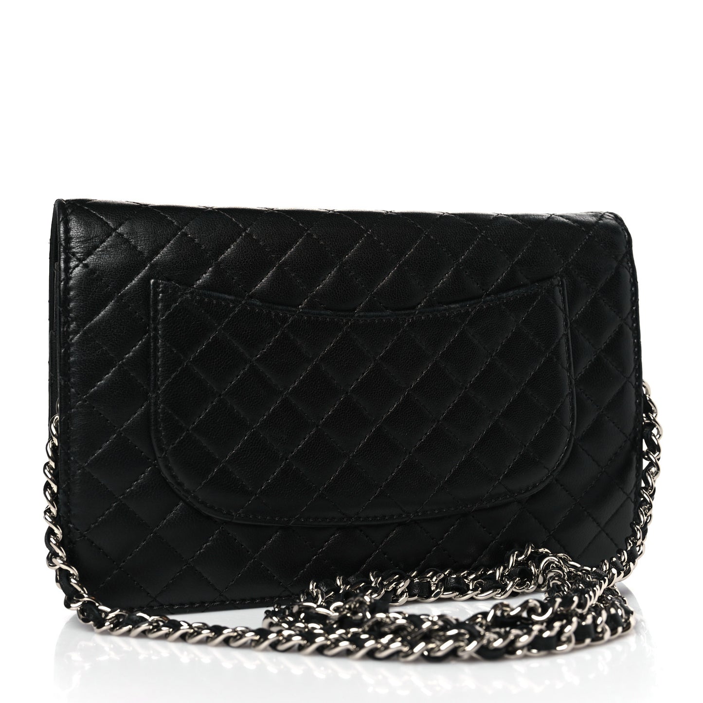 Lambskin Micro Quilted Wallet On Chain WOC Black