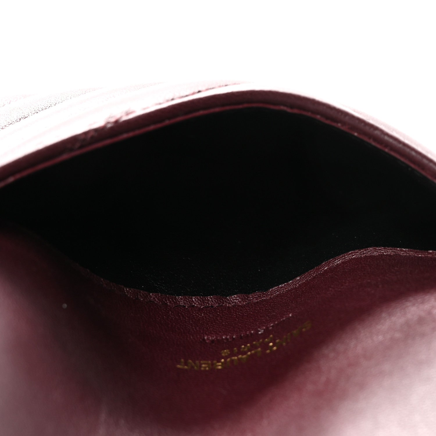 Saint Laurent Calfskin Matelasse Chevron Monogram Compact Wallet Hot Wine 5 of 7