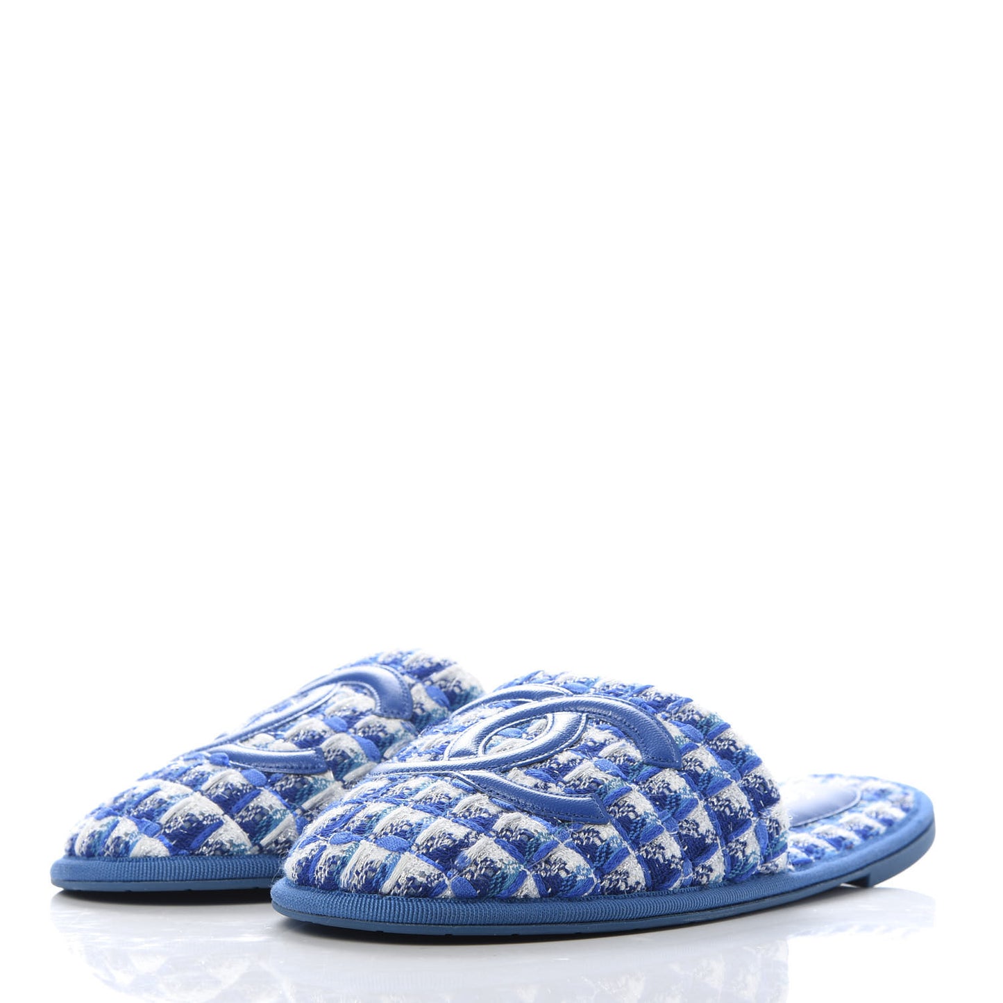 Tweed CC Flat Mules XS Blue